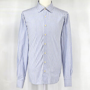 Quiet Luxury Scott Barber Gingham Dress Shirt Men’s XL Blue Cotton Workwear